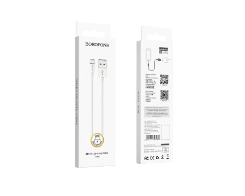 Кабель BOROFONE BX22 USB to iP 2.4A, 1m, PVC, РС connectors, White (BX22LW)