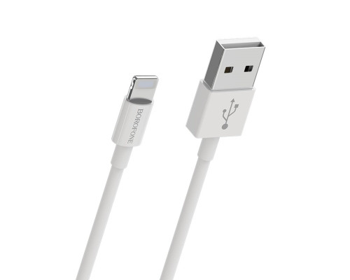 Кабель BOROFONE BX22 USB to iP 2.4A, 1m, PVC, РС connectors, White (BX22LW)