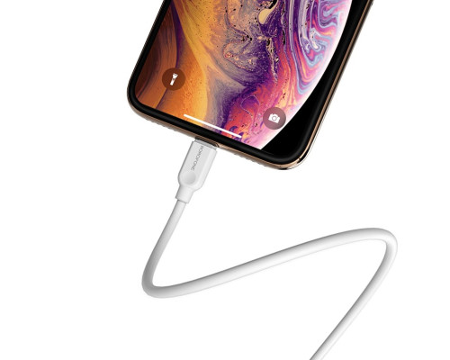 Кабель BOROFONE BX14 USB to iP 2.4A, 1m, PVC, TPE connectors, White (BX14L1W)