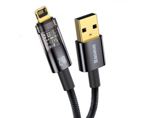 Кабель Baseus Explorer Series Auto Power-Off Fast Charging Data Cable USB to IP 2.4A 2m Black (CATS000501)