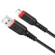 Кабель HOCO X59 USB to iP 2.4A, 1m, nylon, TPE connectors, Black (6931474744869)