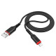 Кабель HOCO X59 USB to iP 2.4A, 1m, nylon, TPE connectors, Black (6931474744869)