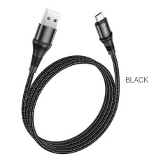 Кабель HOCO X50 USB to Micro 2.4A, 1m, nylon, aluminum connectors, Black (6931474734211)