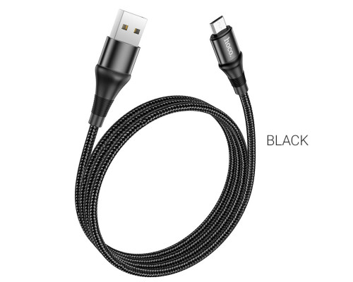 Кабель HOCO X50 USB to Micro 2.4A, 1m, nylon, aluminum connectors, Black (6931474734211)