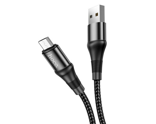 Кабель HOCO X50 USB to Micro 2.4A, 1m, nylon, aluminum connectors, Black (6931474734211)