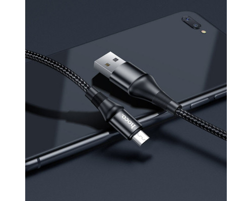 Кабель HOCO X50 USB to Micro 2.4A, 1m, nylon, aluminum connectors, Black (6931474734211)