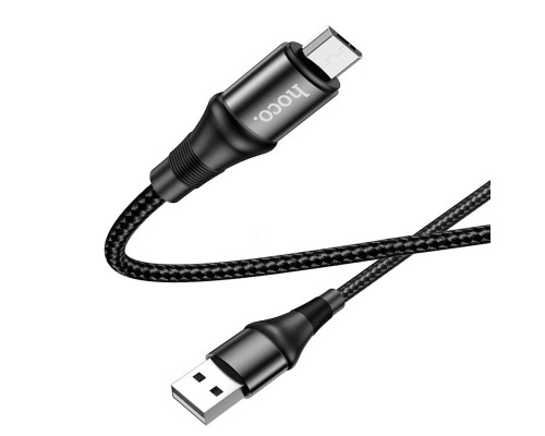 Кабель HOCO X50 USB to Micro 2.4A, 1m, nylon, aluminum connectors, Black (6931474734211)