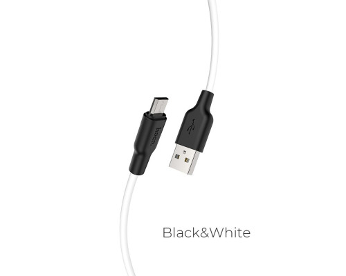 Кабель HOCO X21 Plus USB to Micro 2.4A, 1m, silicone, silicone connectors, Black+White (6931474711861)