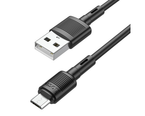 Кабель HOCO X83 USB to Micro 2.4A, 1m, PVC, PVC connectors, Black (6931474770882)