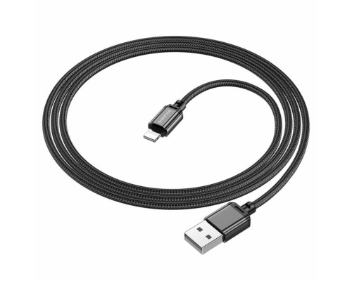 Кабель BOROFONE BX87 USB to iP 2.4A,1m, nylon, aluminum connectors, Black (BX87LB)