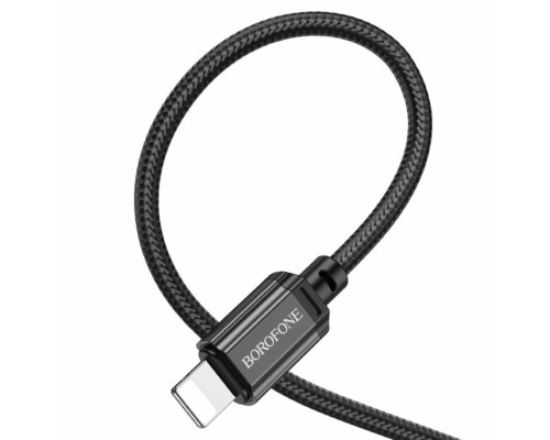 Кабель BOROFONE BX87 USB to iP 2.4A,1m, nylon, aluminum connectors, Black (BX87LB)