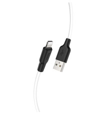 Кабель HOCO X21 Plus USB to iP 2.4A, 2m, silicone, silicone connectors, Black+White (6931474713780)