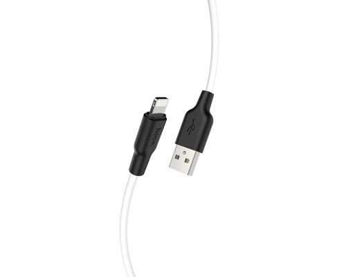 Кабель HOCO X21 Plus USB to iP 2.4A, 2m, silicone, silicone connectors, Black+White (6931474713780)