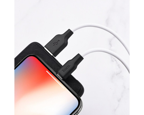 Кабель HOCO X21 Plus USB to iP 2.4A, 2m, silicone, silicone connectors, Black+White (6931474713780)