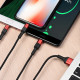 Кабель HOCO X26 Xpress one pull three charging cable iP+Micro+Type-C Black+Red (6957531080282)