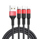 Кабель HOCO X26 Xpress one pull three charging cable iP+Micro+Type-C Black+Red (6957531080282)
