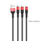 Кабель HOCO X26 Xpress one pull three charging cable iP+Micro+Type-C Black+Red (6957531080282)