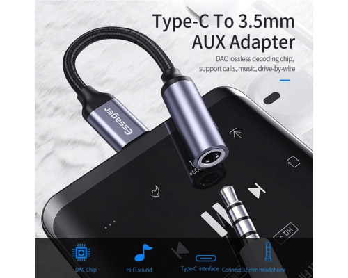 Адаптер Essager E01 Type c to 3.5mm Jack Headphone Adapter grey (EZJE01-0G) (EZJE01-0G)