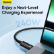 Кабель Baseus Tungsten Gold Fast Charging Data Cable Type-C to Type-C 240W 1m Black (CAWJ040001)