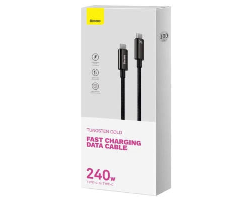 Кабель Baseus Tungsten Gold Fast Charging Data Cable Type-C to Type-C 240W 1m Black (CAWJ040001)