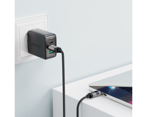 Кабель ACEFAST C15-03 USB-C to USB-C zinc alloy digital display braided charging data cable Black (6974316283720)