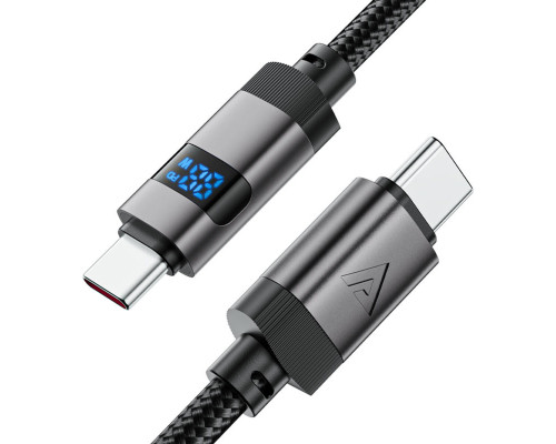 Кабель ACEFAST C15-03 USB-C to USB-C zinc alloy digital display braided charging data cable Black (6974316283720)