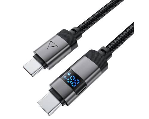 Кабель ACEFAST C15-03 USB-C to USB-C zinc alloy digital display braided charging data cable Black (6974316283720)