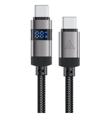 Кабель ACEFAST C15-03 USB-C to USB-C zinc alloy digital display braided charging data cable Black (6974316283720)