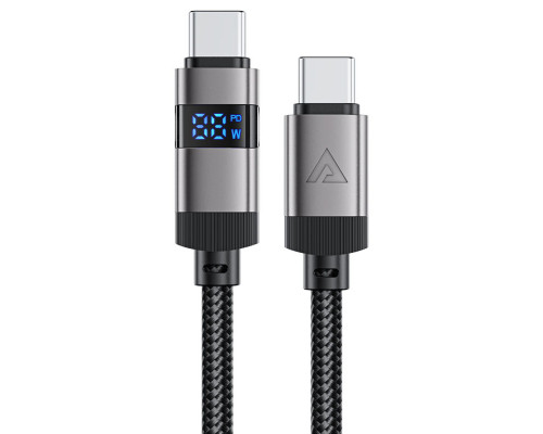 Кабель ACEFAST C15-03 USB-C to USB-C zinc alloy digital display braided charging data cable Black (6974316283720)