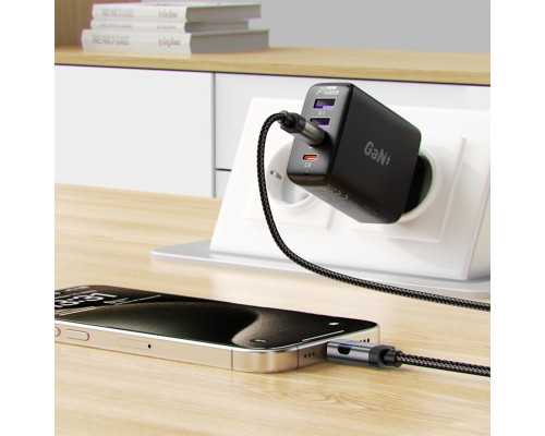 Кабель ACEFAST C15-03 USB-C to USB-C zinc alloy digital display braided charging data cable Black (6974316283720)