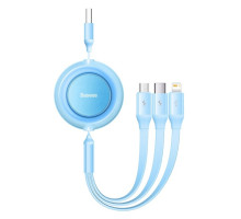 Кабель Baseus Bright Mirror 2 Series Retractable 3-in-1 Fast Charging Data Cable USB to M+L+C 3.5A 1.1m Sky Blue (CAMJ010017)