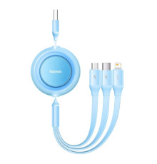 Кабель Baseus Bright Mirror 2 Series Retractable 3-in-1 Fast Charging Data Cable USB to M+L+C 3.5A 1.1m Sky Blue (CAMJ010017)