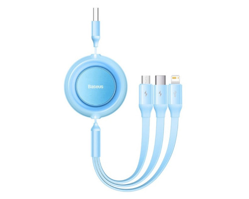 Кабель Baseus Bright Mirror 2 Series Retractable 3-in-1 Fast Charging Data Cable USB to M+L+C 3.5A 1.1m Sky Blue (CAMJ010017)