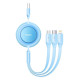 Кабель Baseus Bright Mirror 2 Series Retractable 3-in-1 Fast Charging Data Cable USB to M+L+C 3.5A 1.1m Sky Blue (CAMJ010017)