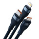 Кабель Baseus Flash Series Ⅱ One-for-three Fast Charging Data Cable USB to M+L+C 66W 1.2m Blue (CASS040003)