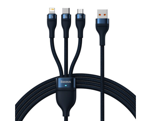 Кабель Baseus Flash Series Ⅱ One-for-three Fast Charging Data Cable USB to M+L+C 66W 1.2m Blue (CASS040003)