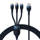 Кабель Baseus Flash Series Ⅱ One-for-three Fast Charging Data Cable USB to M+L+C 66W 1.2m Blue (CASS040003)