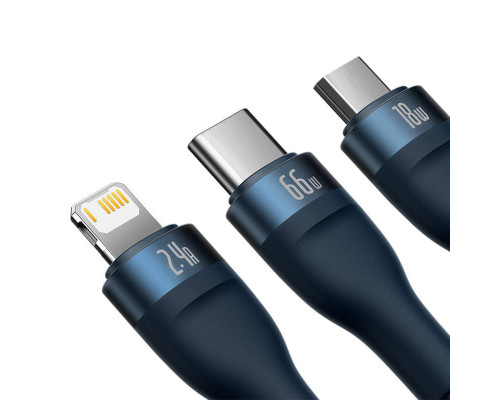 Кабель Baseus Flash Series Ⅱ One-for-three Fast Charging Data Cable USB to M+L+C 66W 1.2m Blue (CASS040003)