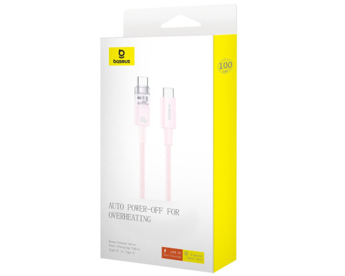 Кабель Baseus Explorer Series Fast Charging Cable with Smart Temperature Control Type-C to Type-C 100W 1m Baby Pink (P10319703411-00)