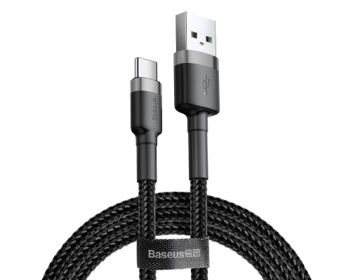 Кабель Baseus Cafule Cable USB For Type-C 3A 0.5m Gray+Black (CATKLF-AG 1)