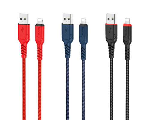 Кабель HOCO X59 USB to iP 2.4A, 1m, nylon, TPE connectors, Red (6931474744876)