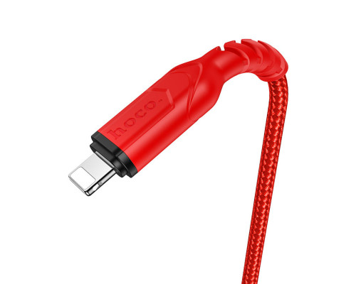 Кабель HOCO X59 USB to iP 2.4A, 1m, nylon, TPE connectors, Red (6931474744876)