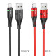Кабель HOCO U93 USB to iP 2.4A, 1.2m, nylon, aluminum connectors, light indicator, Black (6931474732132)
