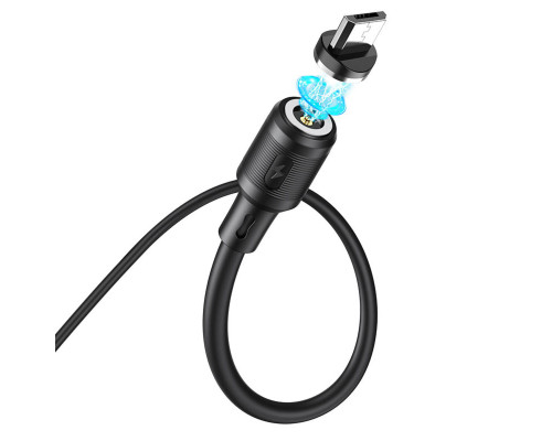 Кабель HOCO X52 USB to Micro 2.4A, 1m, PVC, PVC connectors, magnetic, Black (6931474735539)