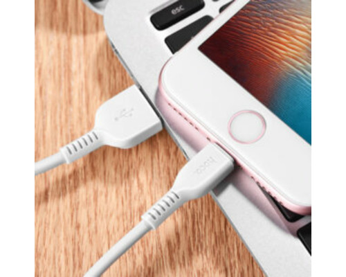 Кабель HOCO X13 USB to iP 2.4A, 1m, PVC, PVC connectors, White (6957531061151)