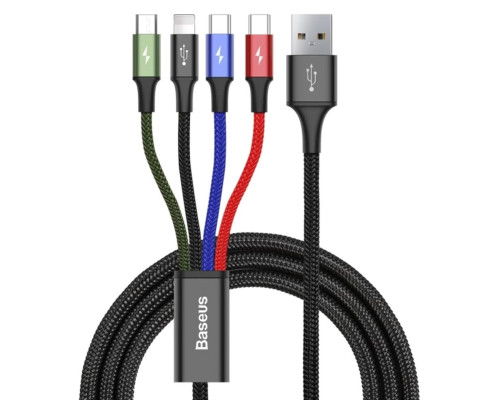 Кабель Baseus Fast 4-in-1 Cable For iP+Type-C(2)+Micro 3.5A 1.2m Black (CA1T4-B01)