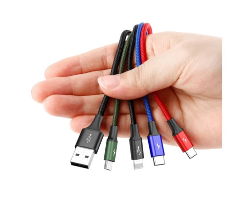 Кабель Baseus Fast 4-in-1 Cable For iP+Type-C(2)+Micro 3.5A 1.2m Black (CA1T4-B01)