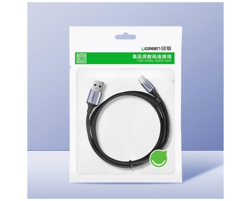 Кабель UGREEN US288 USB-A 2.0 to USB-C Cable Nickel Plating Aluminum Braid 1.5m (Black) (UGR-60127) (UGR-60127)