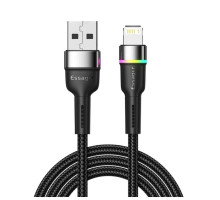 Кабель Essager Colorful LED USB Cable Fast Charging 2.4A USB-A to Lightning 1m black (EXCL-XCD01) (EXCL-XCD01)