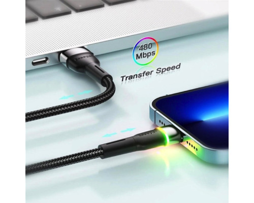 Кабель Essager Colorful LED USB Cable Fast Charging 2.4A USB-A to Lightning 1m black (EXCL-XCD01) (EXCL-XCD01)